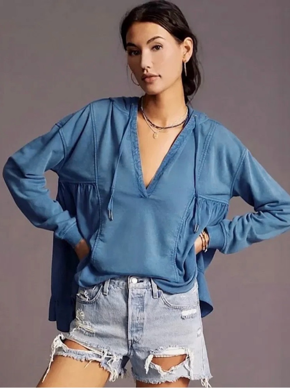 Anthropologie Daily Practice The Sapphire Hoodie Sweatshirt - Picture 11 of 11